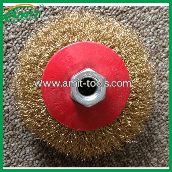 Crimped Brass Coated Wire Plate Brush  