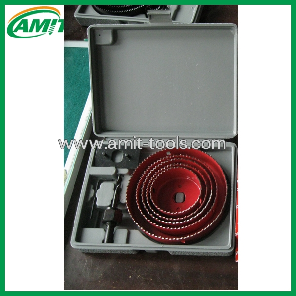 8pcs Red-Painted carbon steel hole saw set